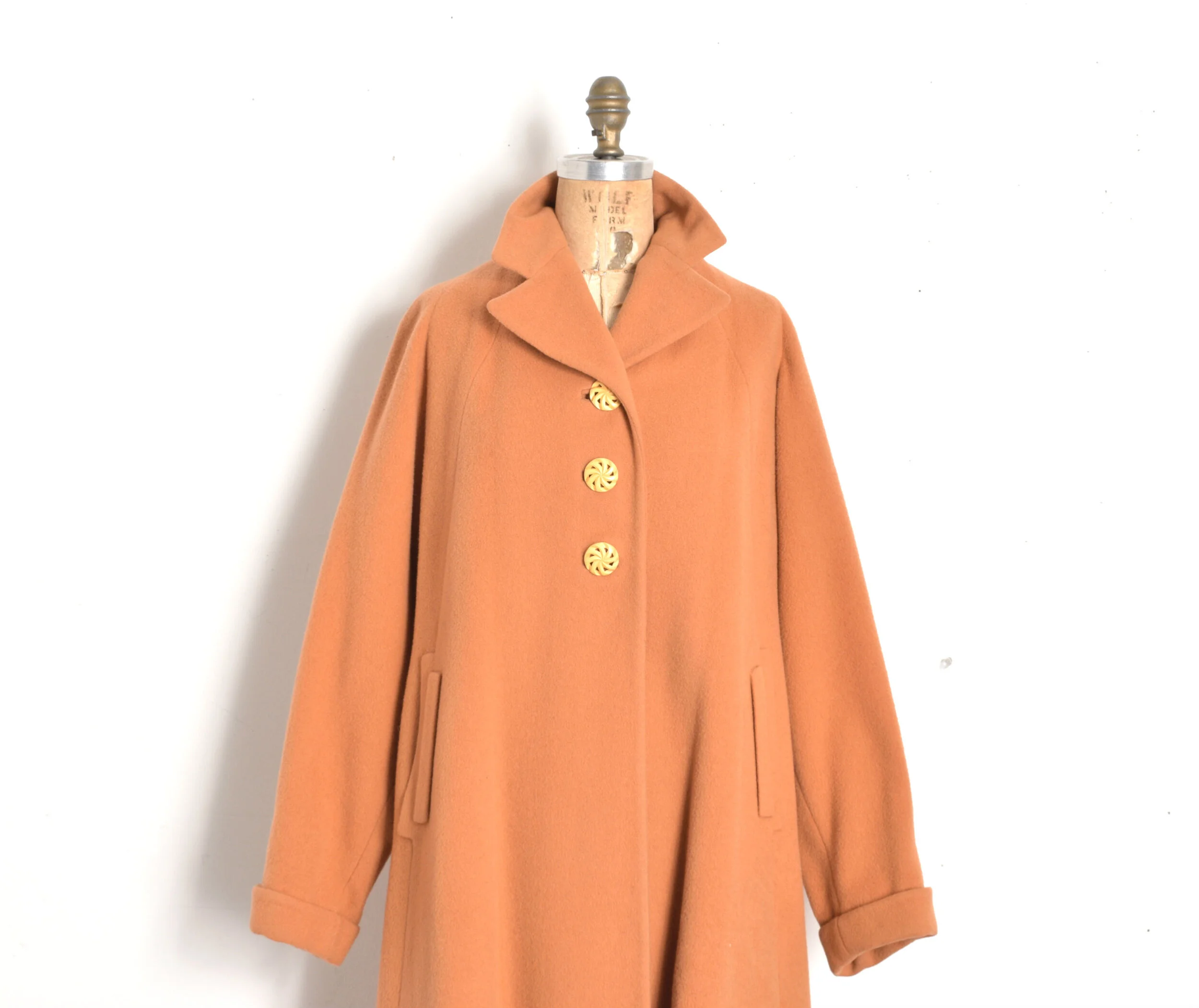 1950s Peach Wool Swing Coat-S/M/L — La Poubelle Vintage